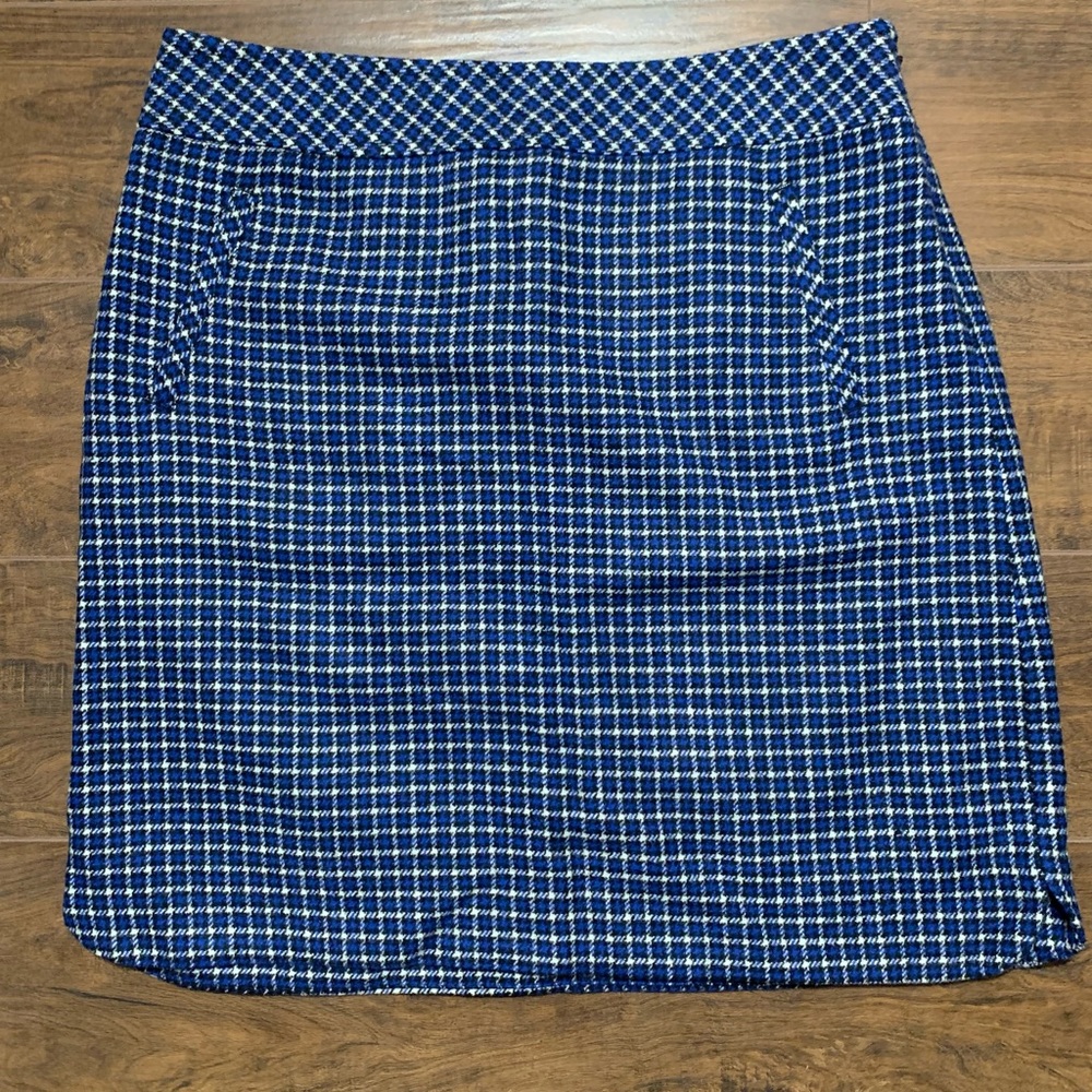 Talbots NWT Wool Blue Checkered Women's Skirt Size 10